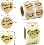 SJPACK Thank You Stickers, 1.5” Heart Shaped Stickers & 1.25" Round Adhesive Labels for Party, Wedding, Gift or Birthday