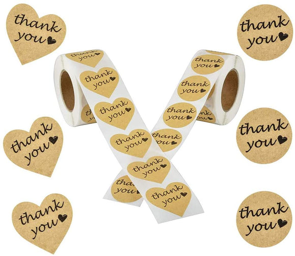 SJPACK Thank You Stickers, 1.5” Heart Shaped Stickers & 1.25