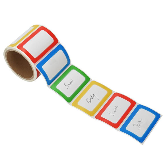 SJPACK Nametag Labels, 200 Colorful Plain Name Stickers, Name Tags Stick On for Kids, Wall, Desk, Clothes, 3 1/2 X 2 1/4
